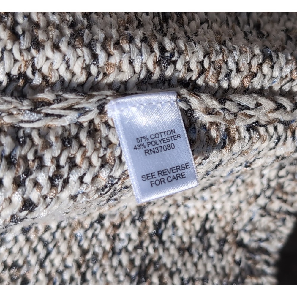 Cato Coffee Date Marled Knit Asymmetrical Crossover Sweater Tan Cream Large - Picture 4 of 8